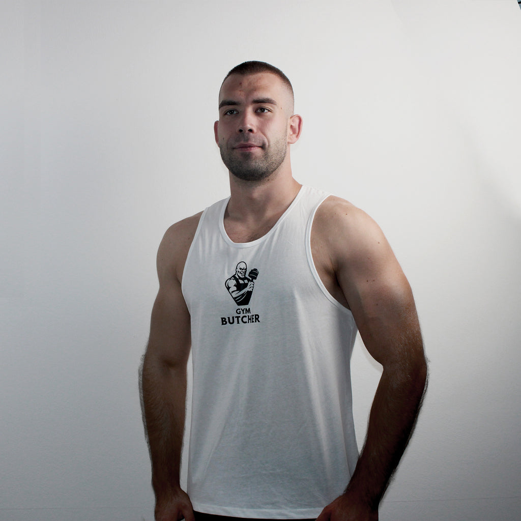 Tanktop biały dla rzeźnika - Gym Butcher