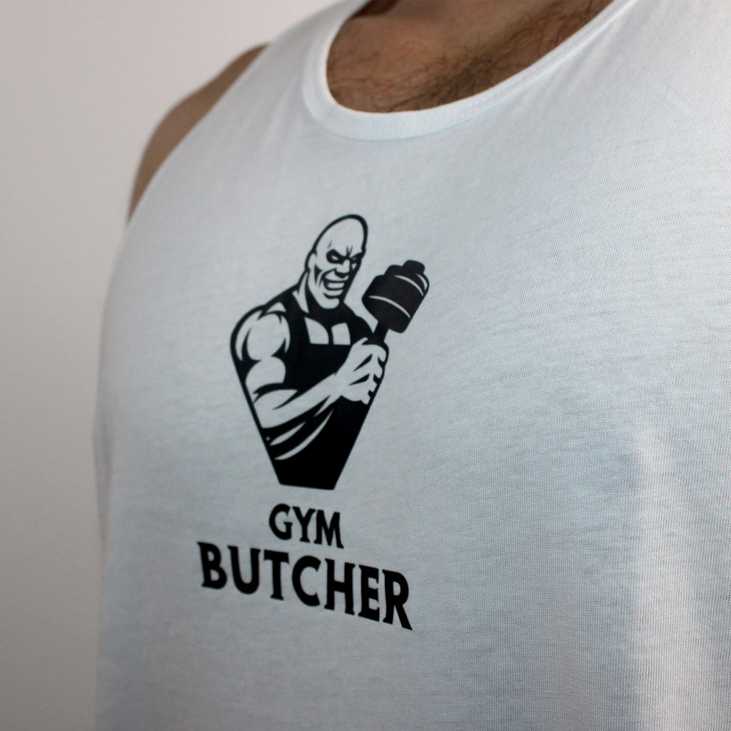 Tanktop biały dla rzeźnika - Gym Butcher